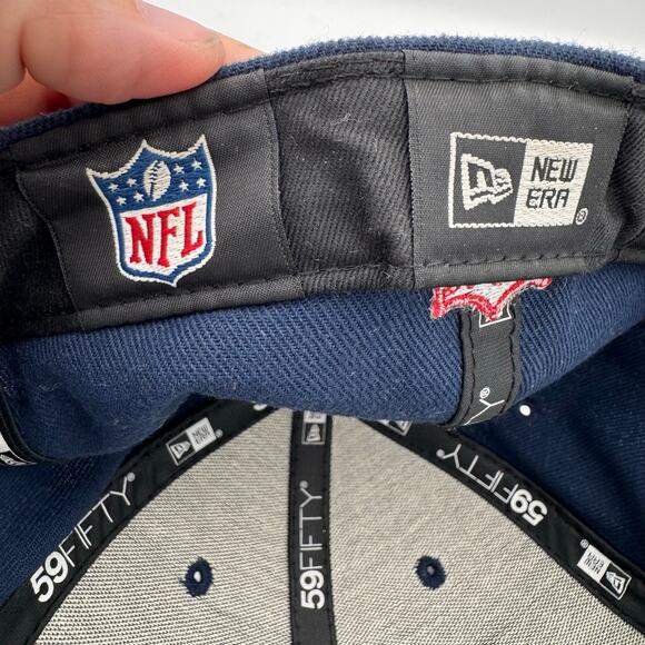 New Era NFL New England Patriots 59FIFTY Fitted Hat 7 3/8 Navy Blue Cap - Picture 9 of 10